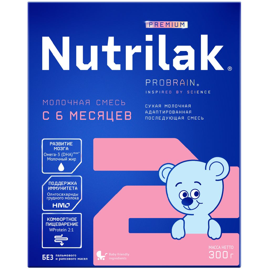 фото упаковки Nutrilak Premium 2 Смесь молочная 6-12 мес, смесь молочная сухая, 300 г, 1 шт. фото упаковки Nutrilak Premium 2 Смесь молочная 6-12 мес