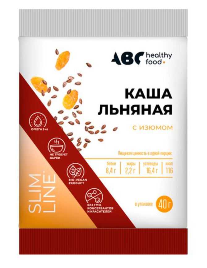 фото упаковки ABC Healthy Food каша льняная с изюмом