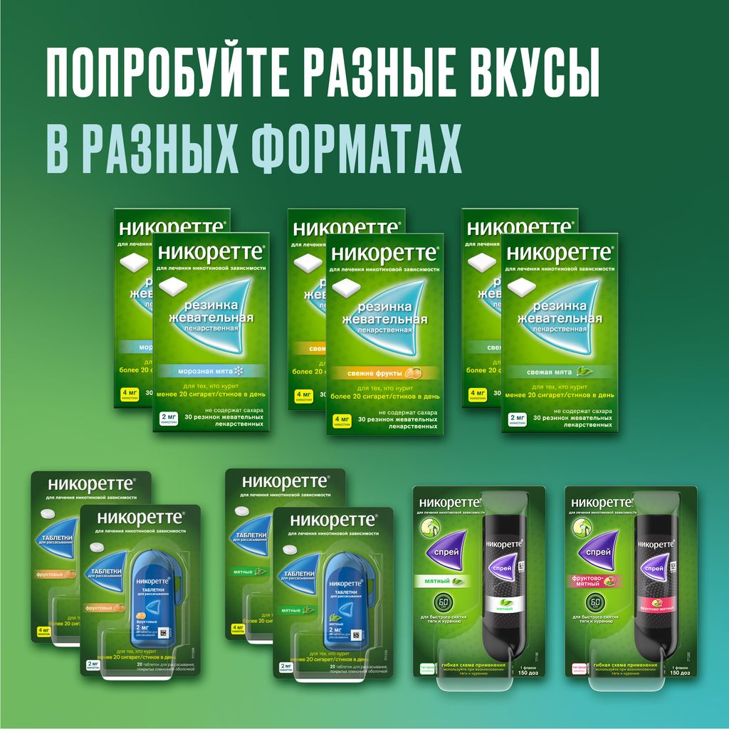 Никоретте, 4 мг, резинка жевательная [морозная мята], морозная мята, 105 шт.