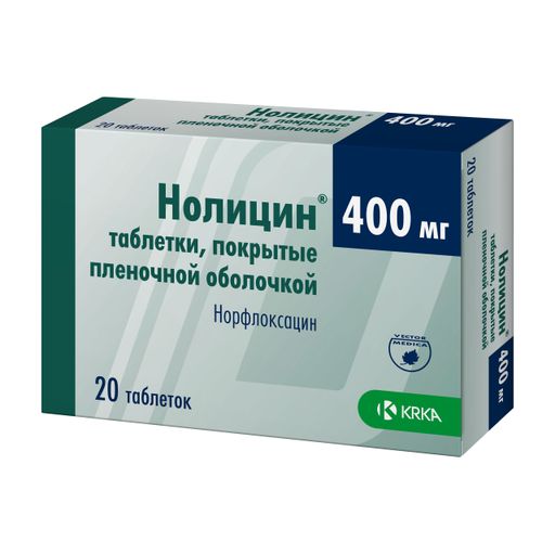 Нолицин, 400 мг, таблетки, покрытые пленочной оболочкой, 20 шт.