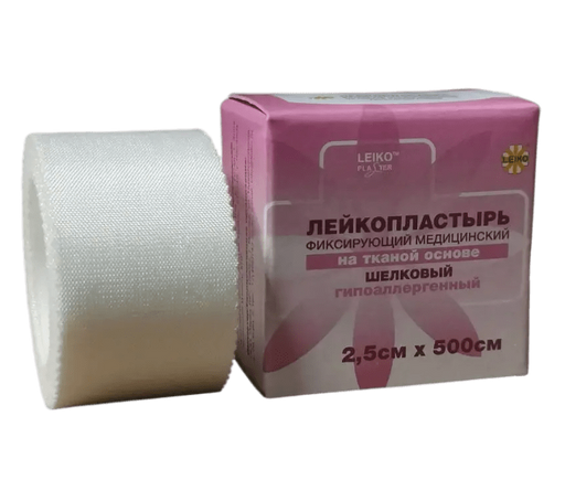 Leiko Пластырь фиксирующий, 2.5х500, на тканевой основе шелковый, 1 шт.