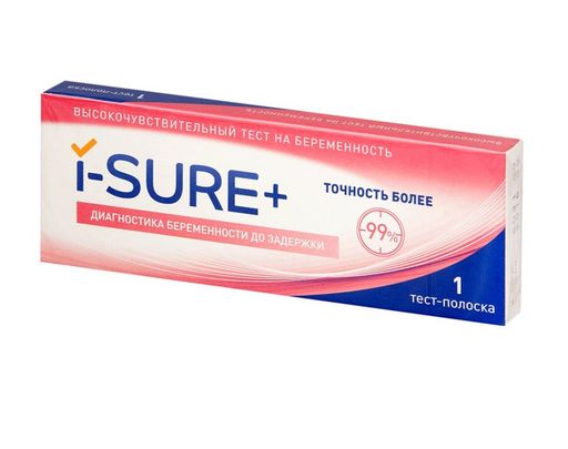 I-Sure Plus Тест на беременность, тест-полоска, 1 шт.