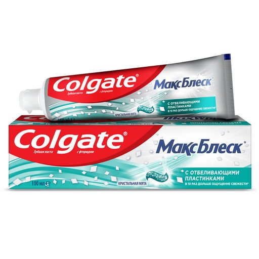 Colgate Макс Блеск с отбеливающими пластинками зубная паста, паста зубная, 100 мл, 1 шт.