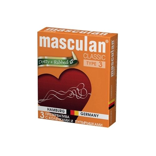 Презервативы Masculan Classic 3, презервативы, с колечками и пупырышками, 3 шт.