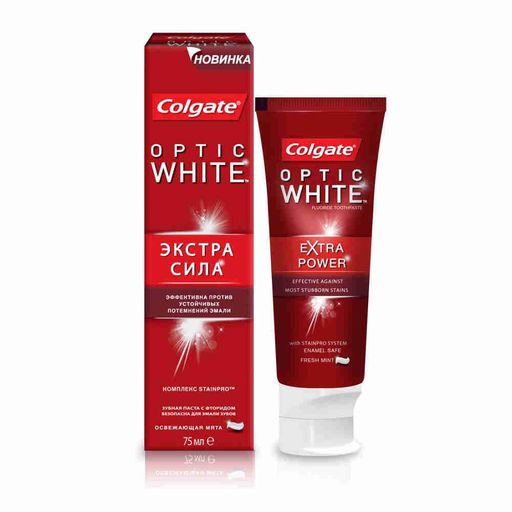 Colgate Паста зубная Optic White Экстра сила, паста зубная, 75 мл, 1 шт.